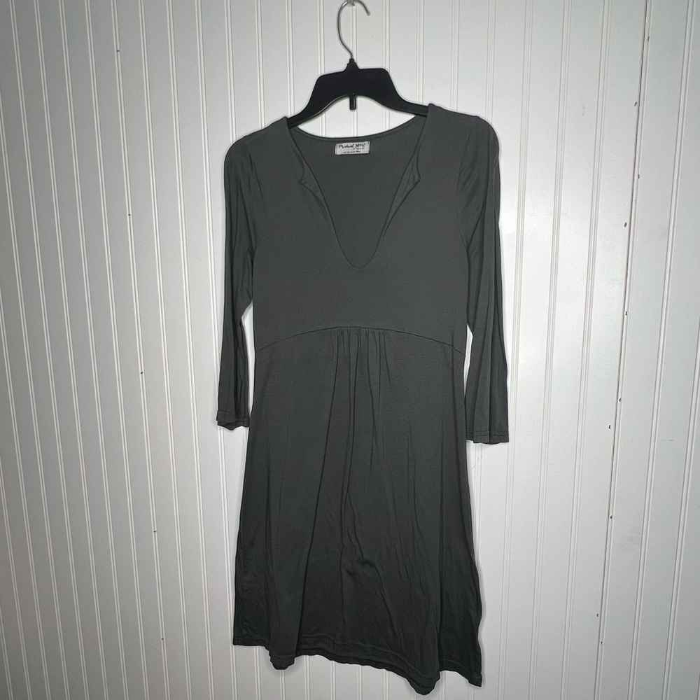 Michael Stars Minimalist Supima Jersey Knit 3/4 Sleeve Kaftan Empire Dress